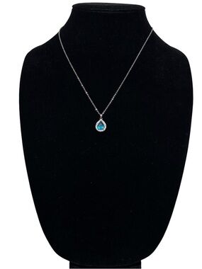 Teardrop Blue Austrian Crystal Pendant Necklace from Nikola Valenti
